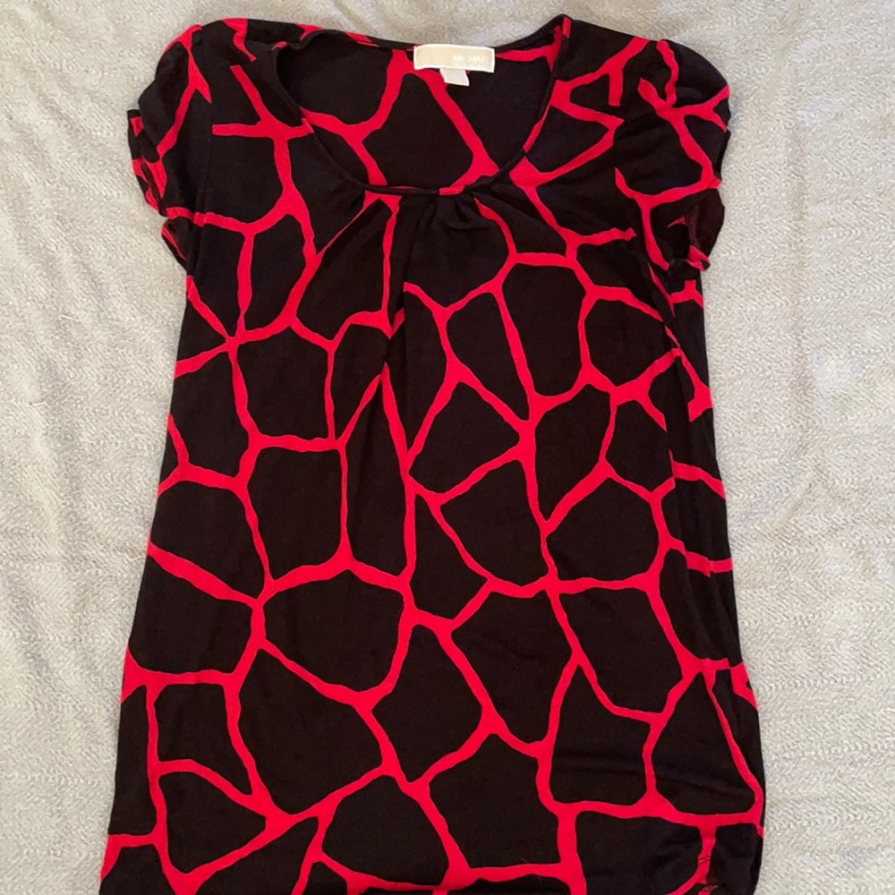 Michael Kors red and black short sleeve shirt